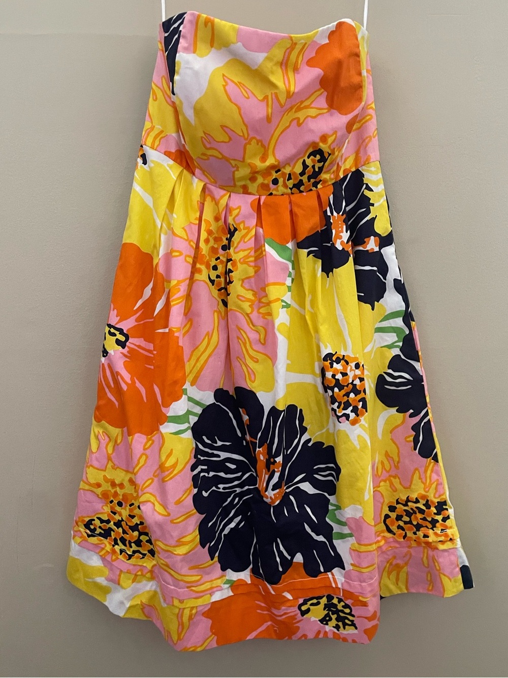 Molly B. Strapless Sweetheart Floral Cotton Pleated A-Line Dress Made in USA   4